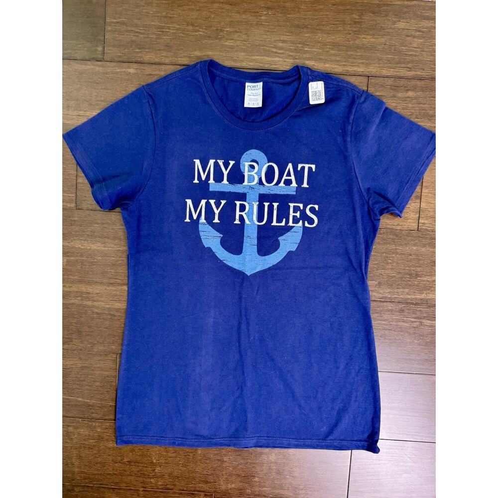 My Boat My Rules Shirt Nautical Captain Anchor Graphic Tee Women Size M